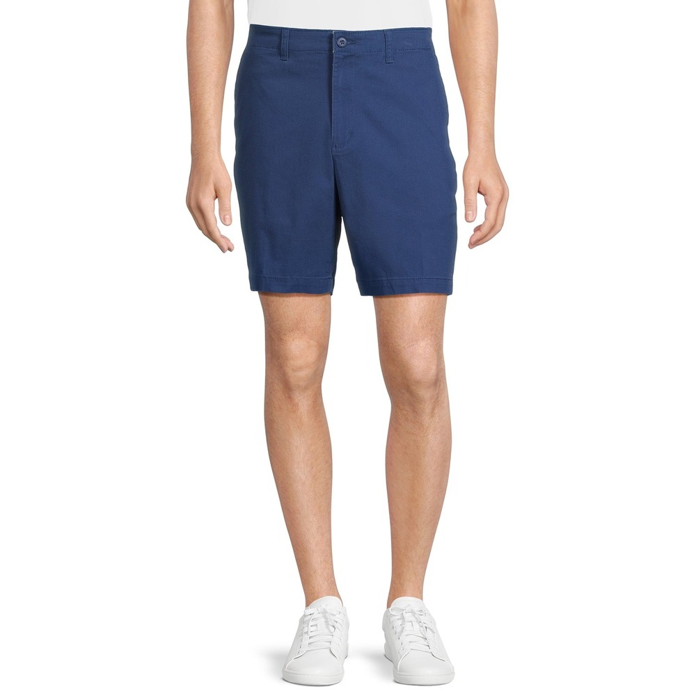 George Mens Flat Front Chino Shorts Size 36 Storm Blue 9" Inseam Casual Cotton